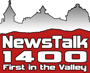 Stylized text reading News Talk 1400. First in the valley.