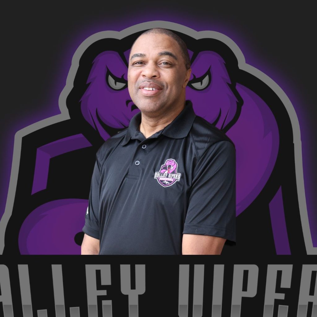 Photo of Rodney Culbreath against a Vipers logo backdrop.